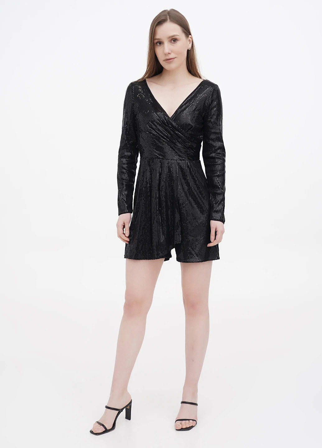 Комбінезон Motivi комбінезон-шорти однотонний чорний коктейльний, вечірній поліестер