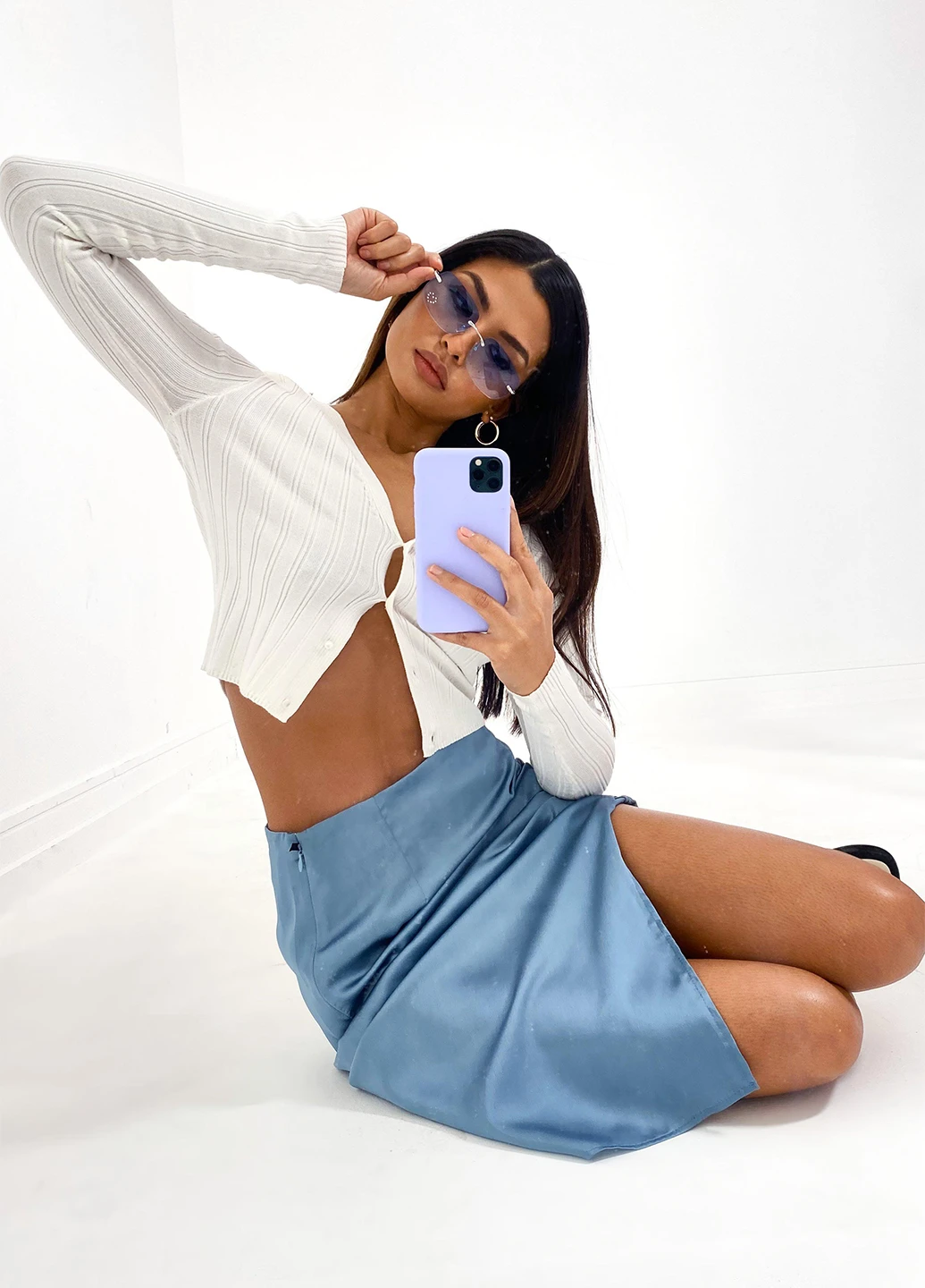 Голубая кэжуал однотонная юбка Missguided карандаш