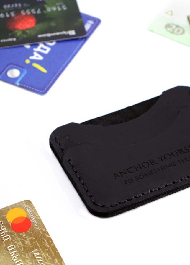 Шкіряний картхолдер – Міні-гаманець для карт з натуральної шкіри (Італія) - Чорний Anchor Stuff c-one (241801896)