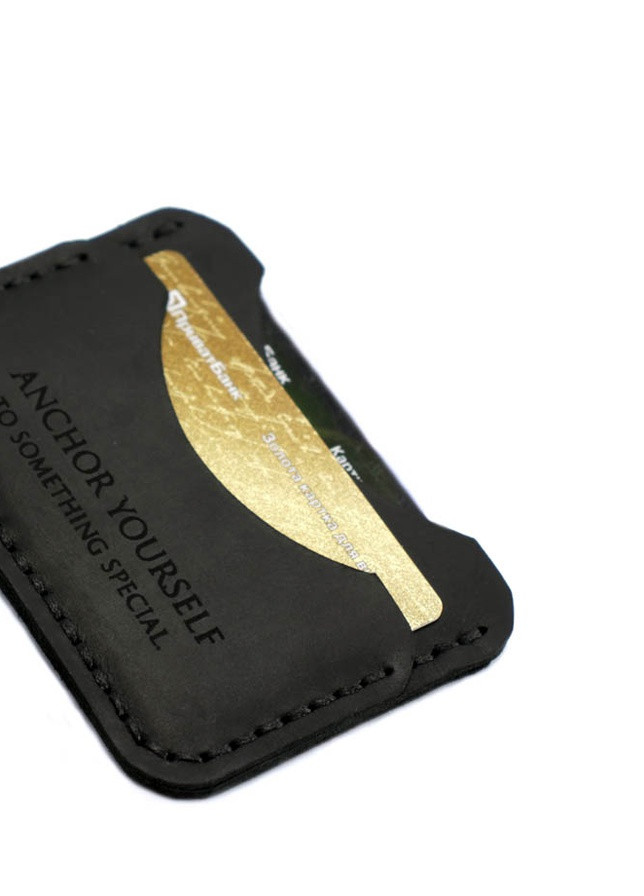 Шкіряний картхолдер – Міні-гаманець для карт з натуральної шкіри (Італія) - Чорний Anchor Stuff c-one (241801896)