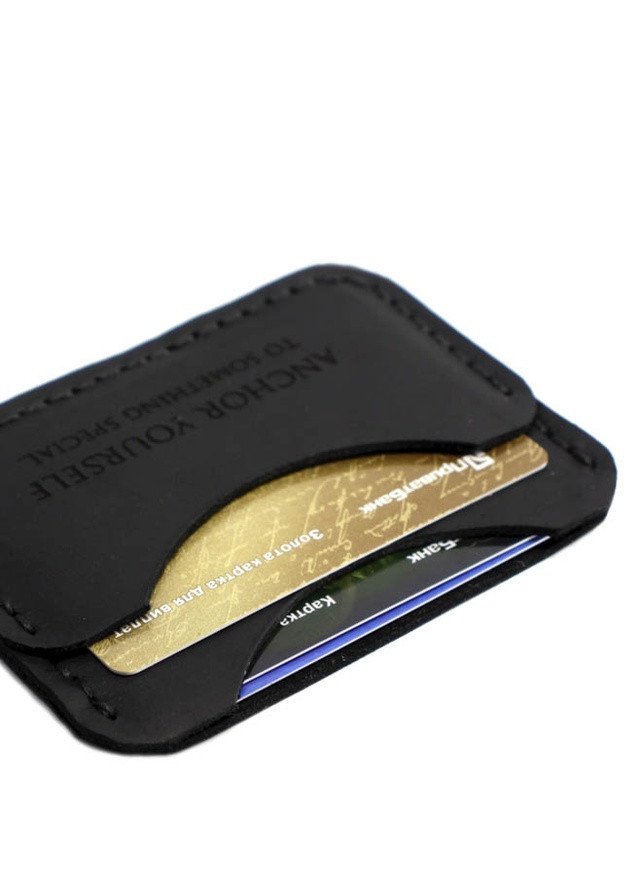 Кожаный картхолдер - Мини кошелёк для карт из натуральной кожи (Италия) - Чёрный Anchor Stuff c-one (241801896)