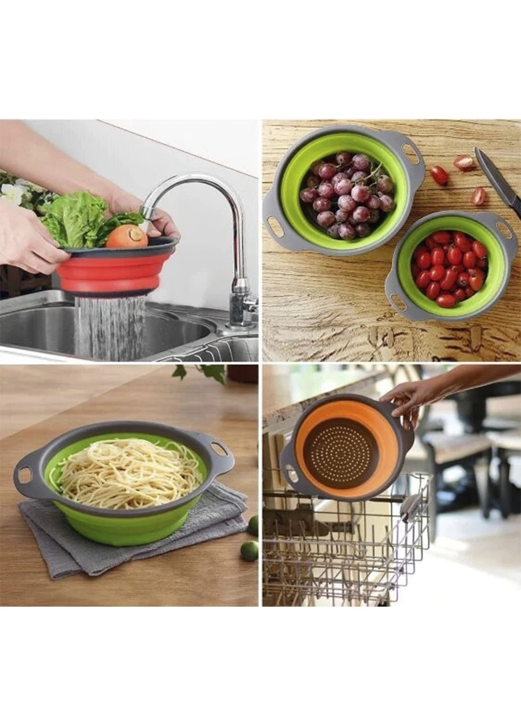 Друшляк силіконовий collapsible filter baskets складний компактний 2 шт в комплекті великий і маленький Good Idea (254784297)