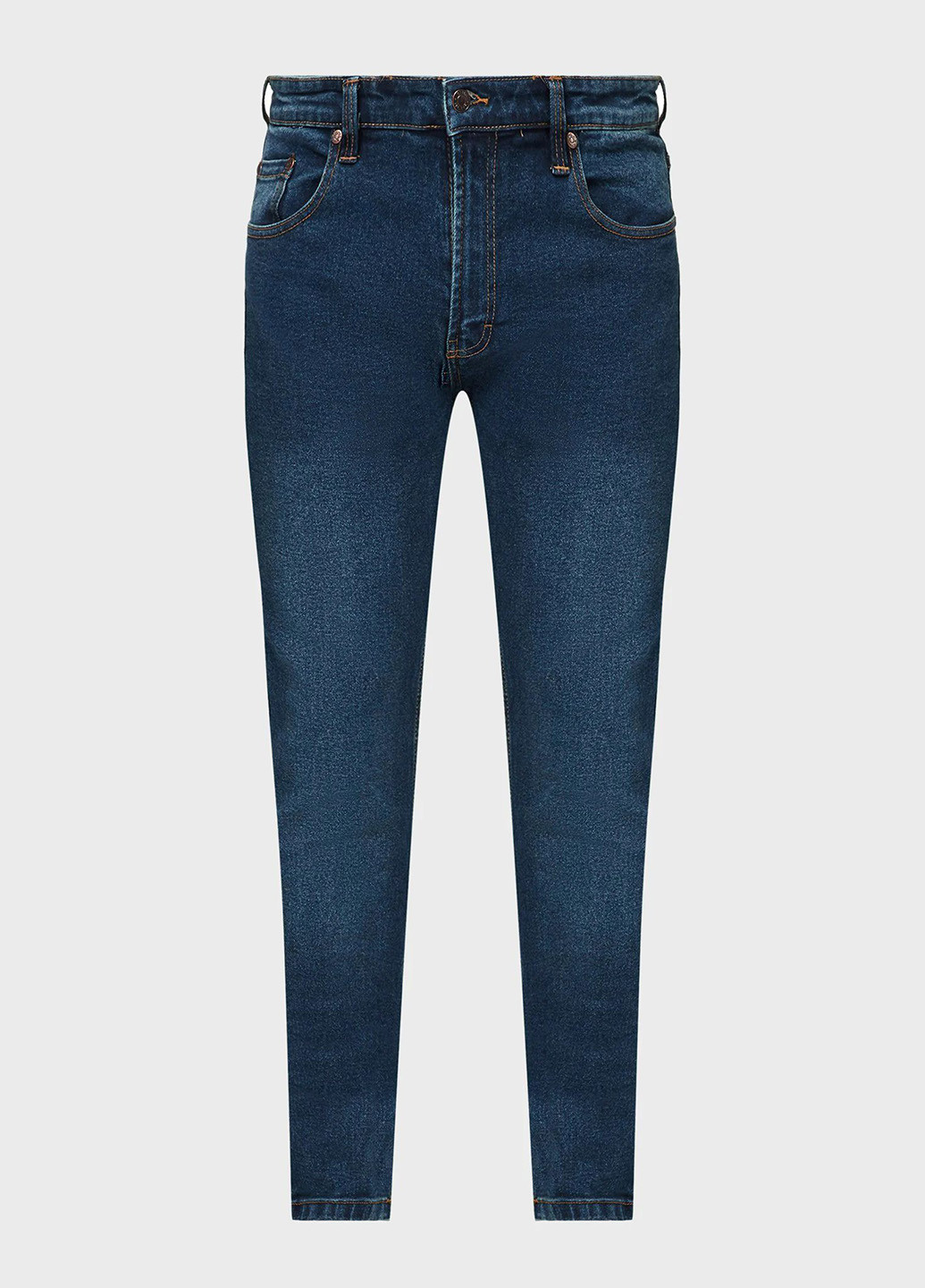 Синие демисезонные укороченные, зауженные, слим джинсы Denim Project