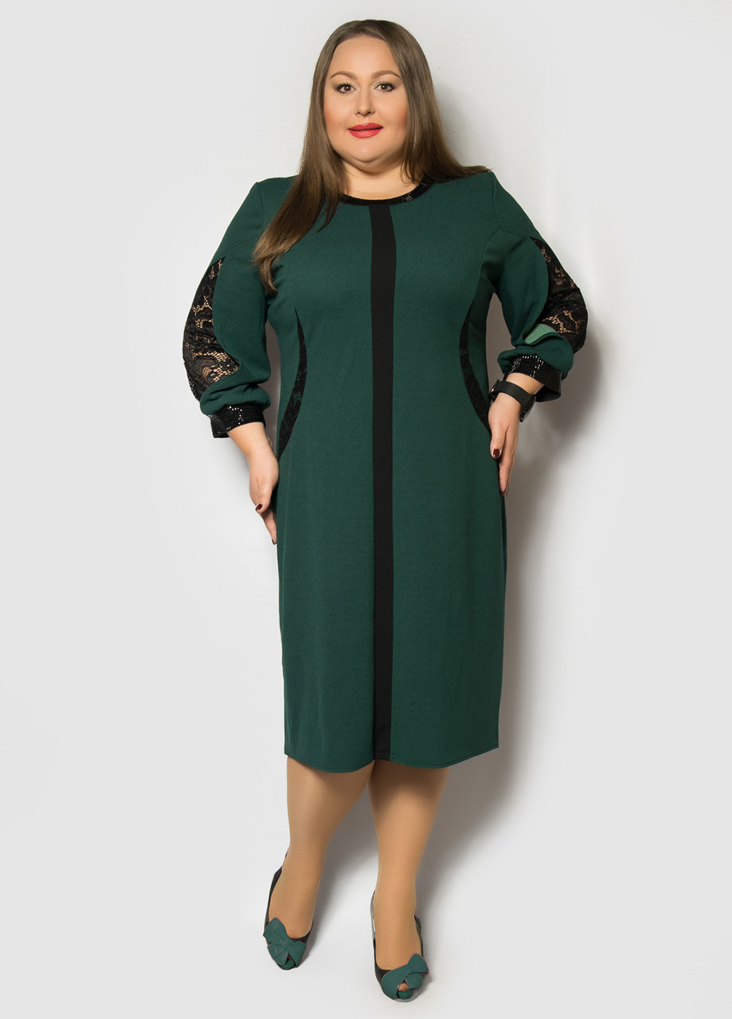 Темно-зеленое деловое платье оверсайз LibeAmore однотонное
