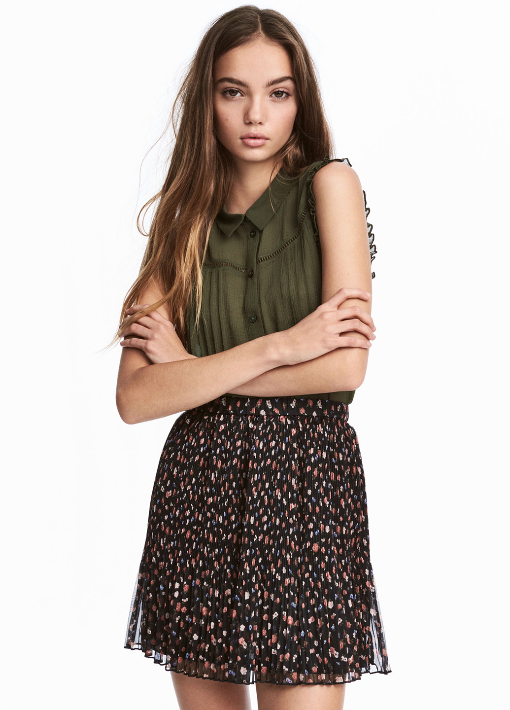 Оливково-зеленая летняя блуза H&M
