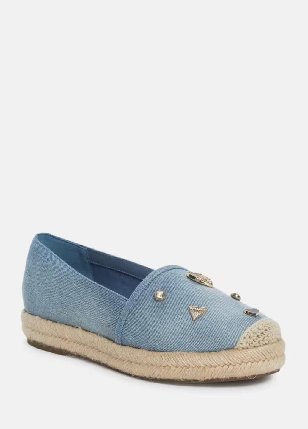 Голубые эспадрильи Guess однотонный стразы, джут, логотип (324631938)