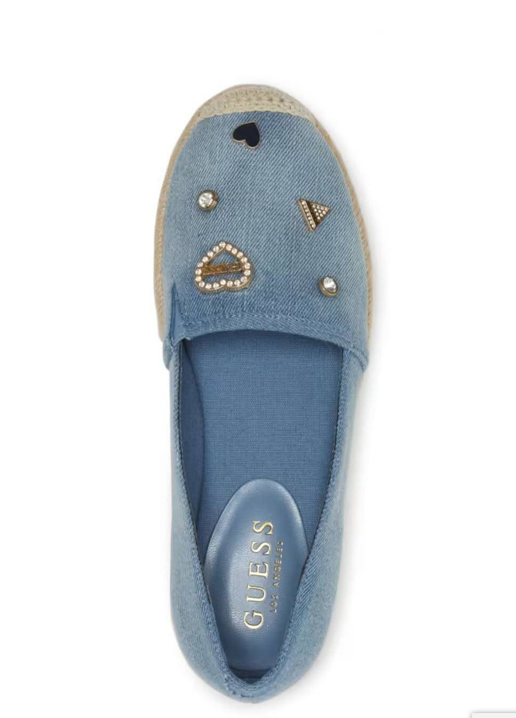 Голубые эспадрильи Guess однотонный стразы, джут, логотип (324631938)
