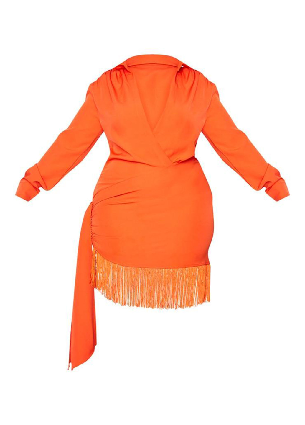 Оранжевое кэжуал платье на запах PrettyLittleThing однотонное