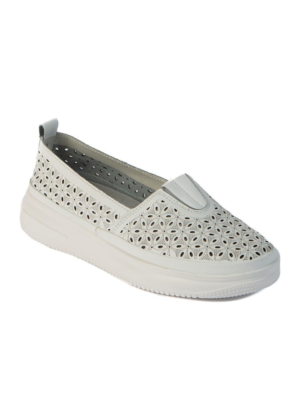 Белые мокасины Lonza с перфорацией, с белой подошвой