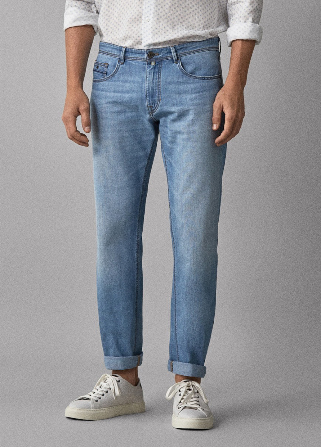 Голубые демисезонные зауженные джинсы Massimo Dutti