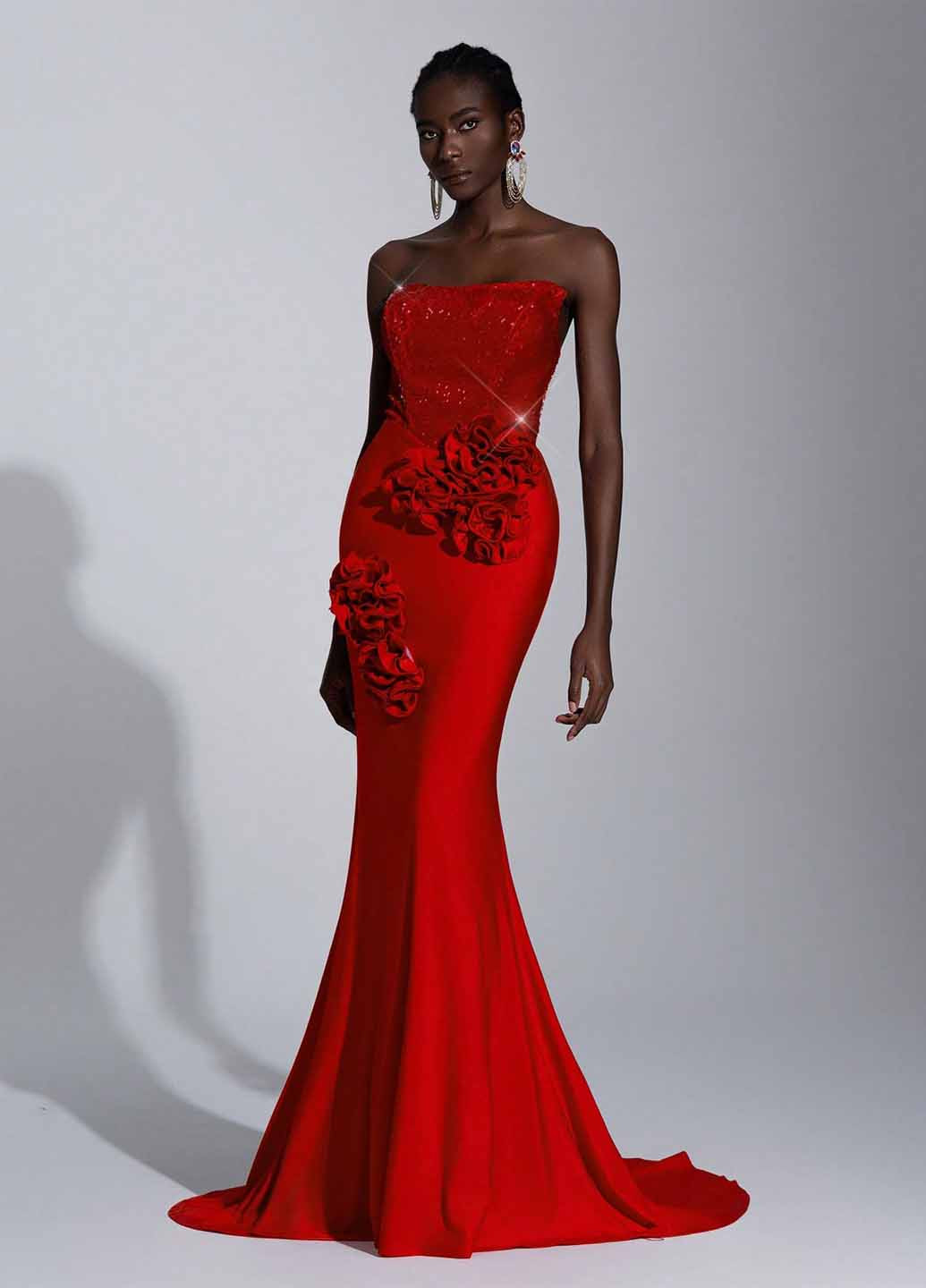 Червона вечірня сукня годе SHEIN однотонна