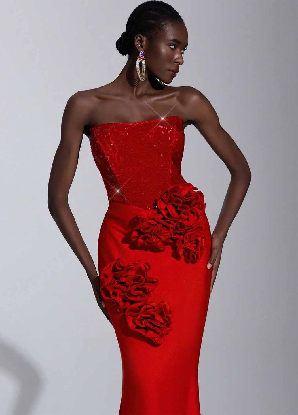 Червона вечірня сукня годе SHEIN однотонна