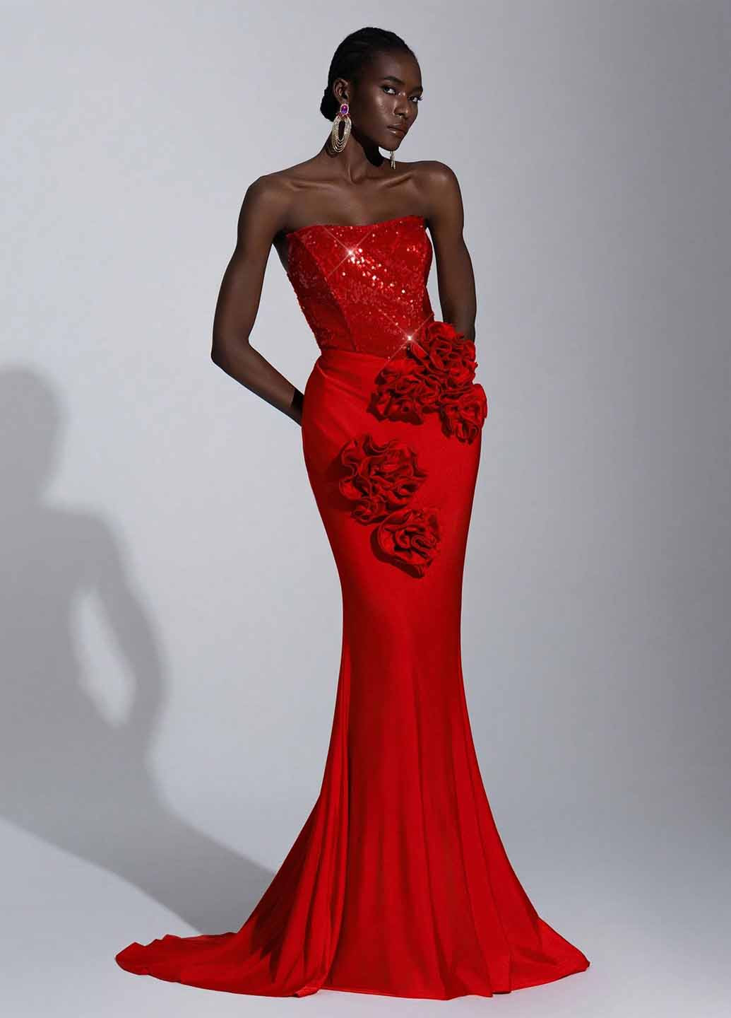 Червона вечірня сукня годе SHEIN однотонна