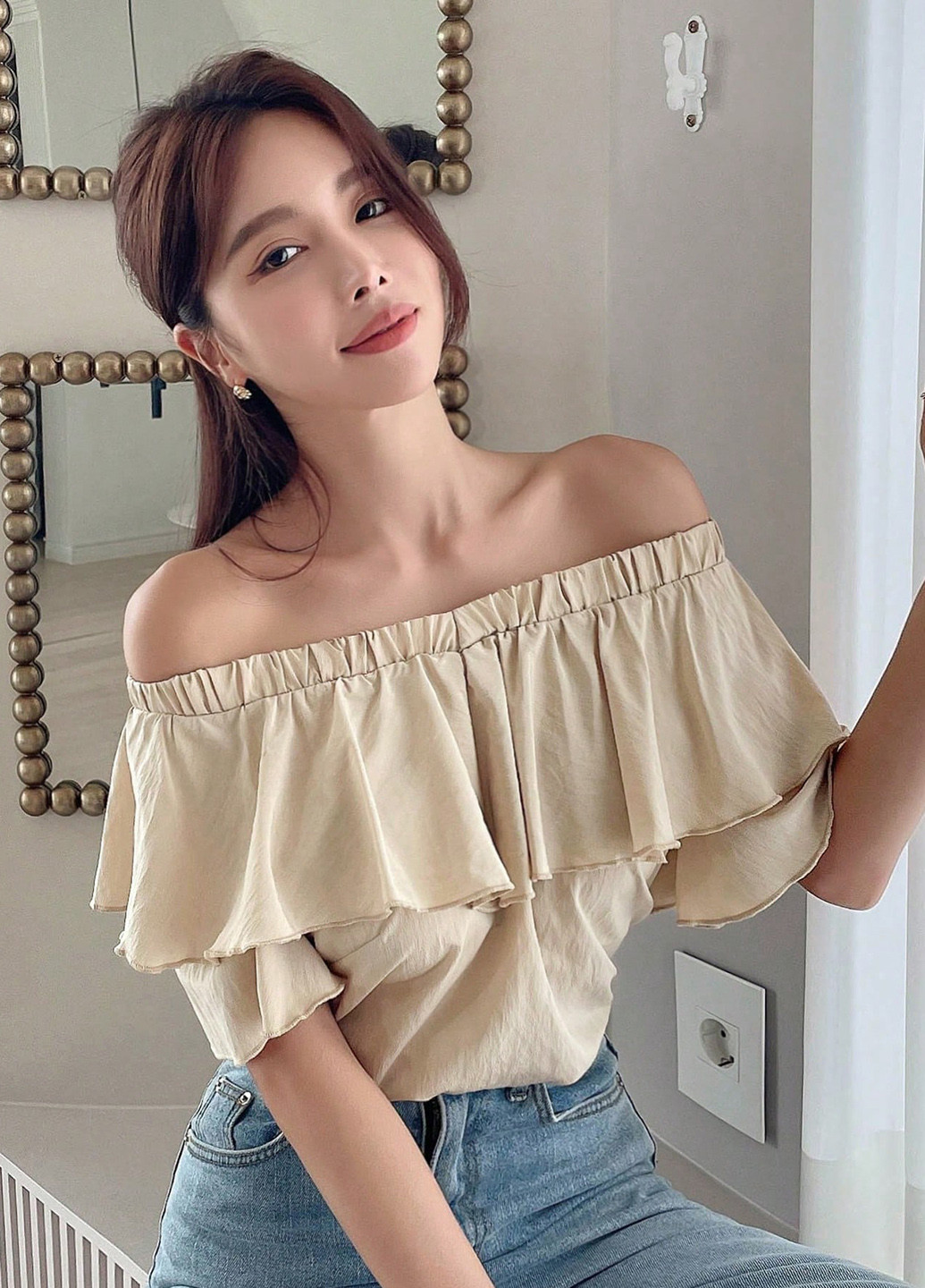 Светло-бежевая блуза SHEIN