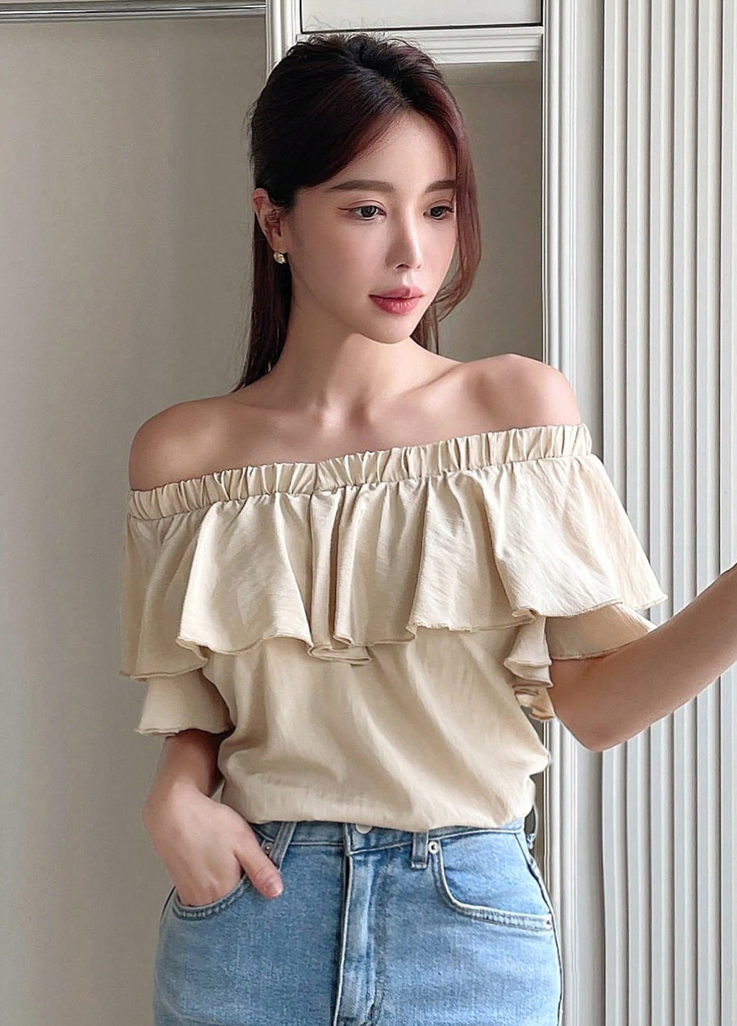 Светло-бежевая блуза SHEIN