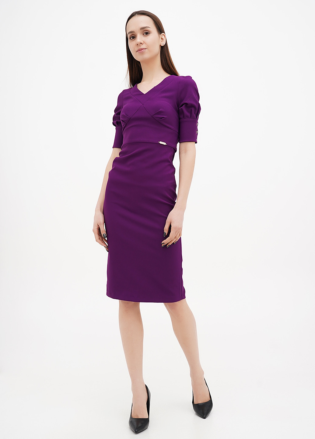 Фиолетовое кэжуал платье силуэтная Sassofono однотонное