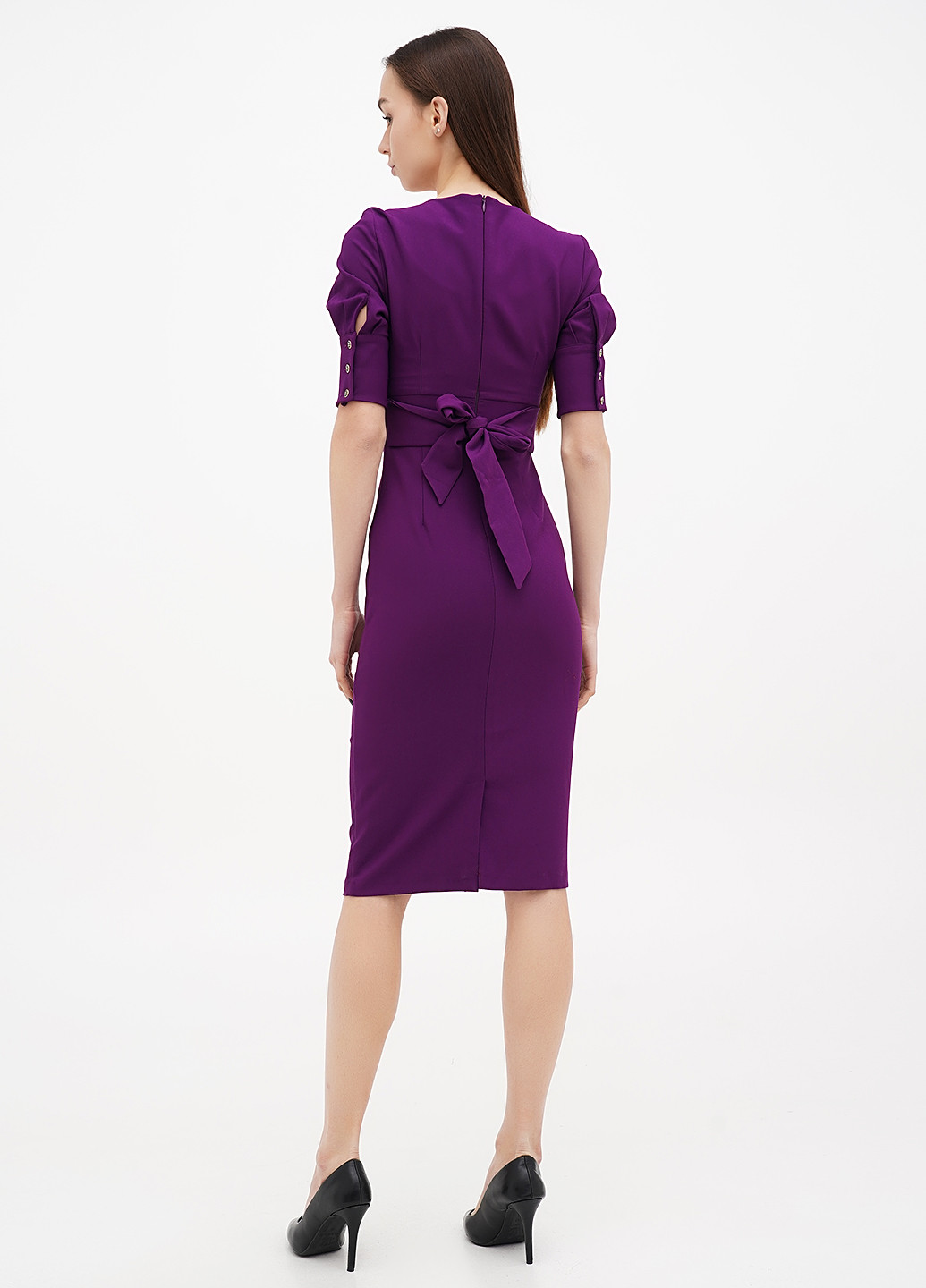 Фиолетовое кэжуал платье силуэтная Sassofono однотонное