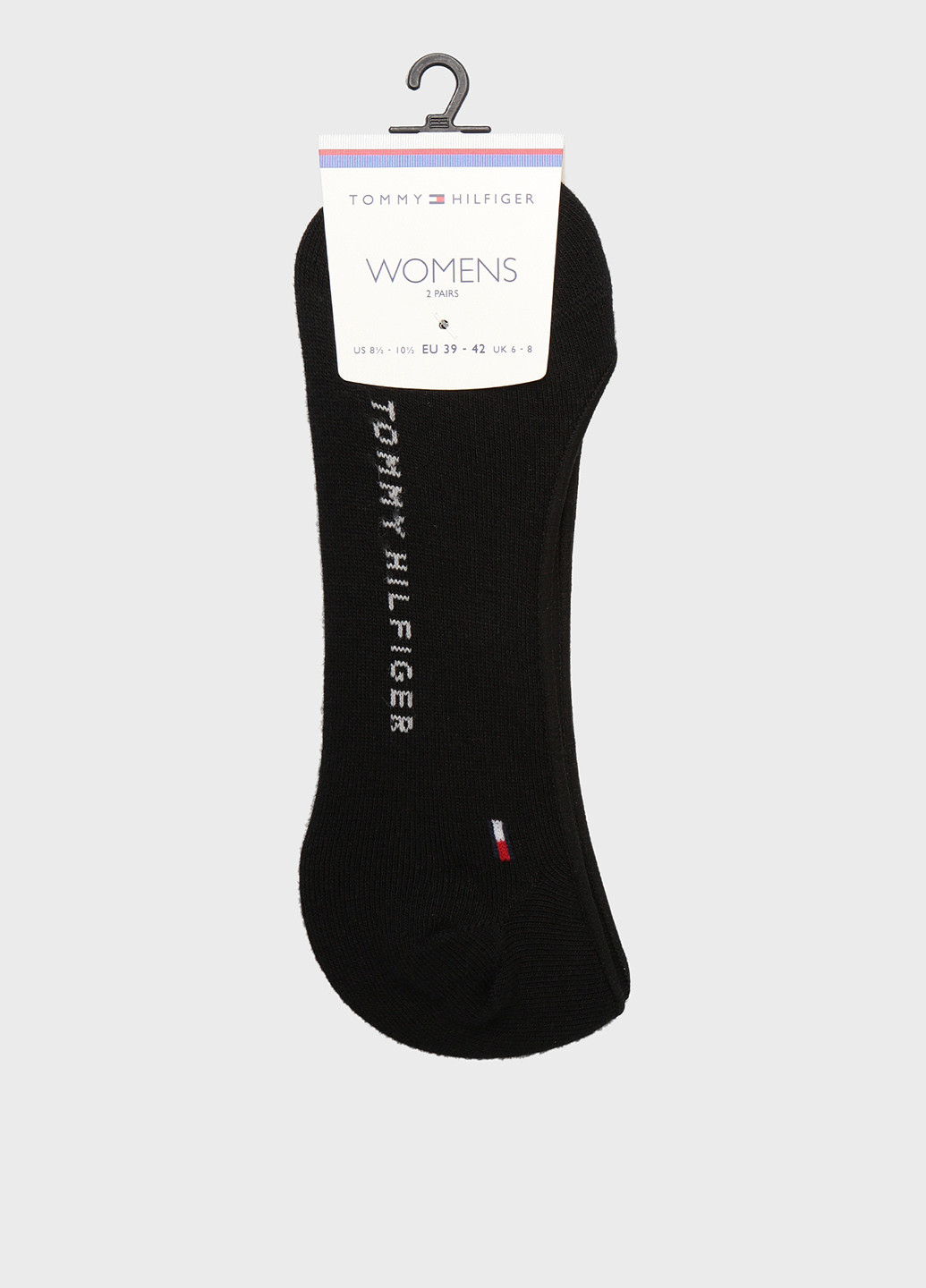 Чёрные носки (2 пары) Tommy Hilfiger однотонные (183962342)