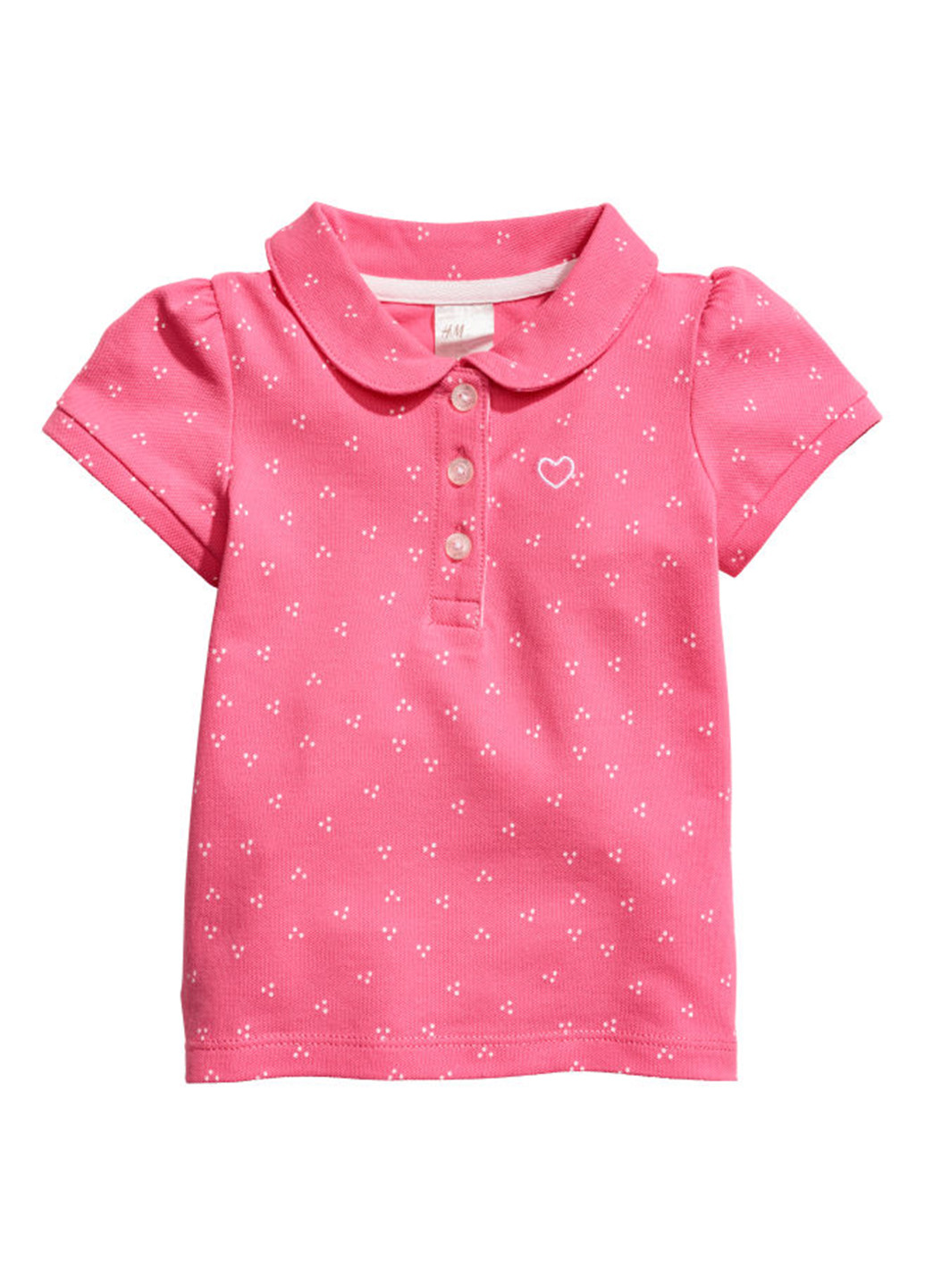 Розовая детская футболка-поло для девочки H&M с абстрактным узором