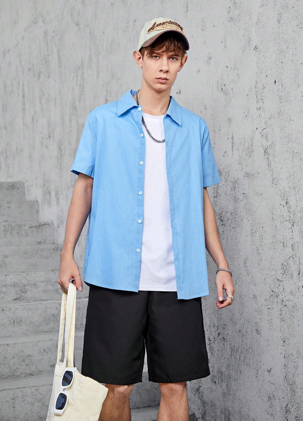 Комбінований літній костюм (сорочка, шорти) з шортами, з сорочкою SHEIN