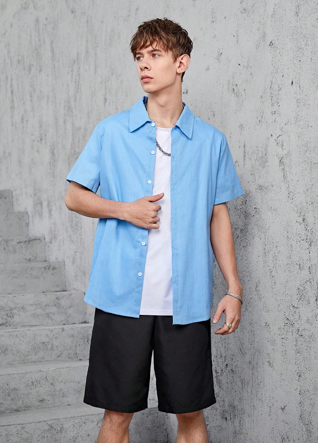 Комбінований літній костюм (сорочка, шорти) з шортами, з сорочкою SHEIN