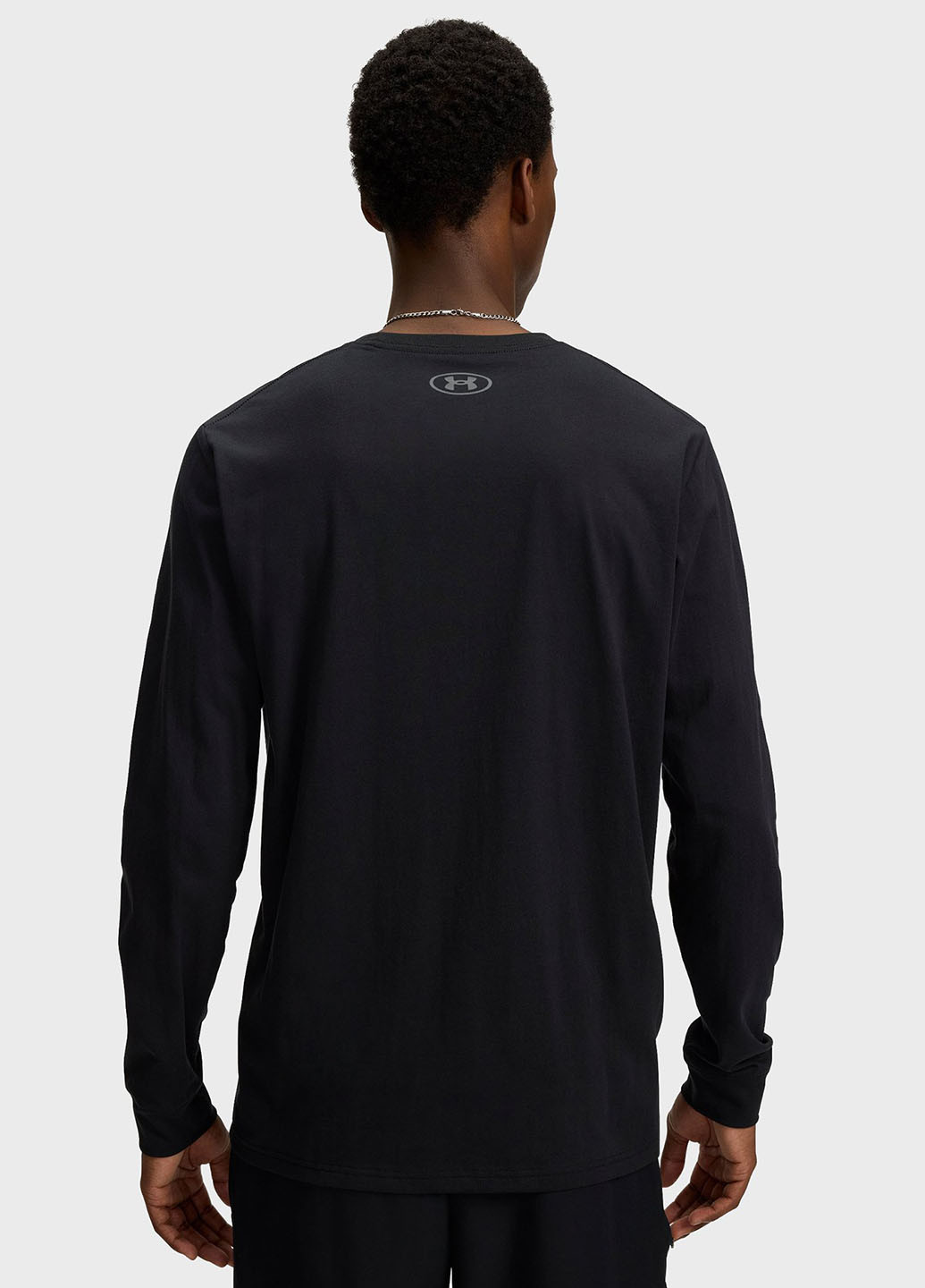 Лонгслів Under Armour логотип чорний кежуали бавовна, трикотаж