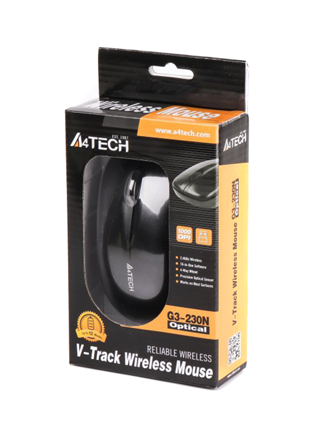 Мышь беспроводная V-Track USB, 1000dpi (G3-230N-1 (Black)) A4Tech v-track usb, 1000dpi (g3-230n-1 (black)) (146465937)
