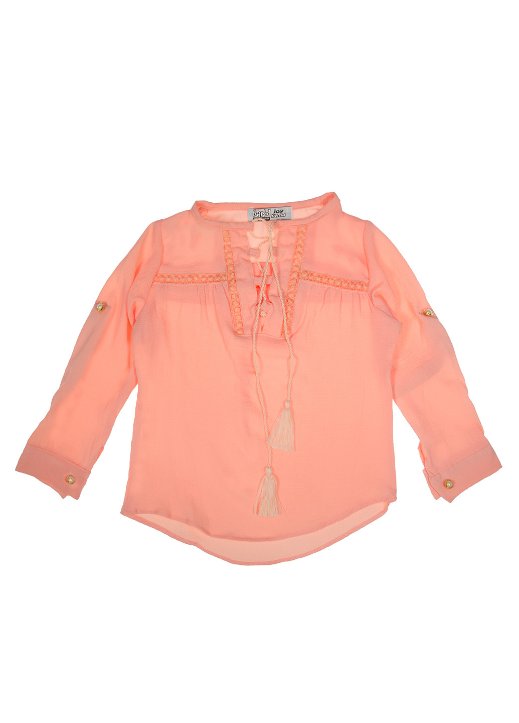 Персиковая однотонная блузка с длинным рукавом Barbie joy летняя