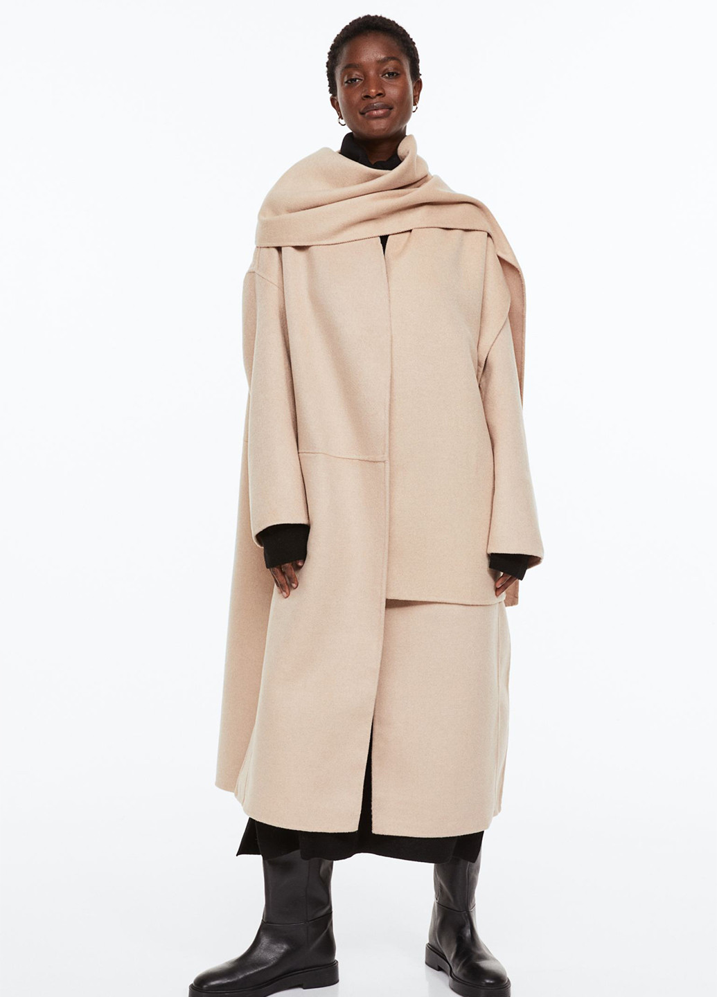 Светло-бежевое демисезонное Пальто оверсайз H&M
