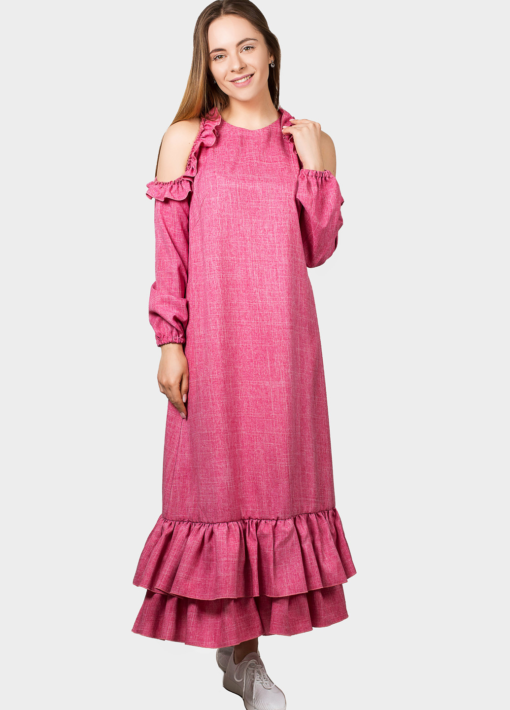 Розовое кэжуал платье а-силуэт O`zona milano меланжевое