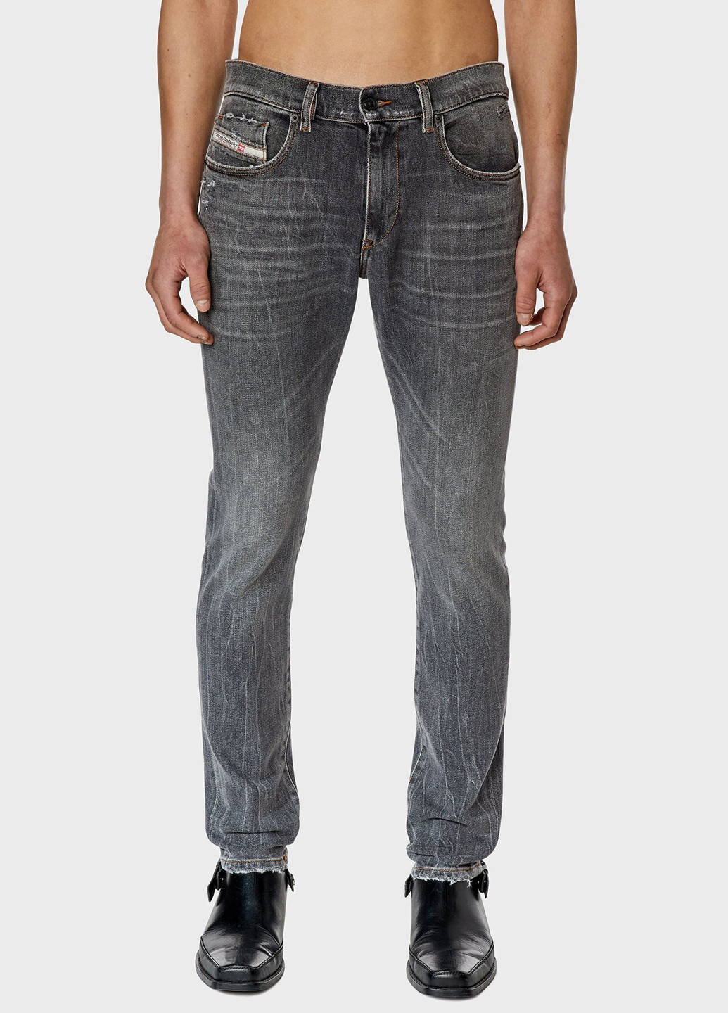Серые демисезонные скинни джинсы Diesel