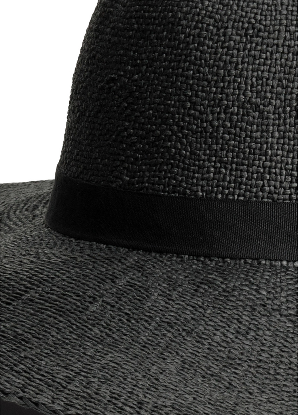 Шляпа H&M широкополая однотонная тёмно-серая кэжуал искусственная солома