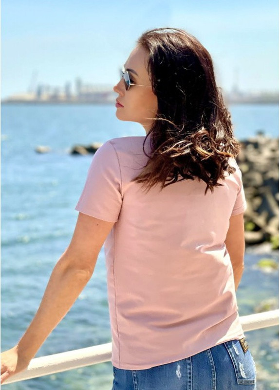 Розовая летняя женская футболка подсолнухи Look & Buy