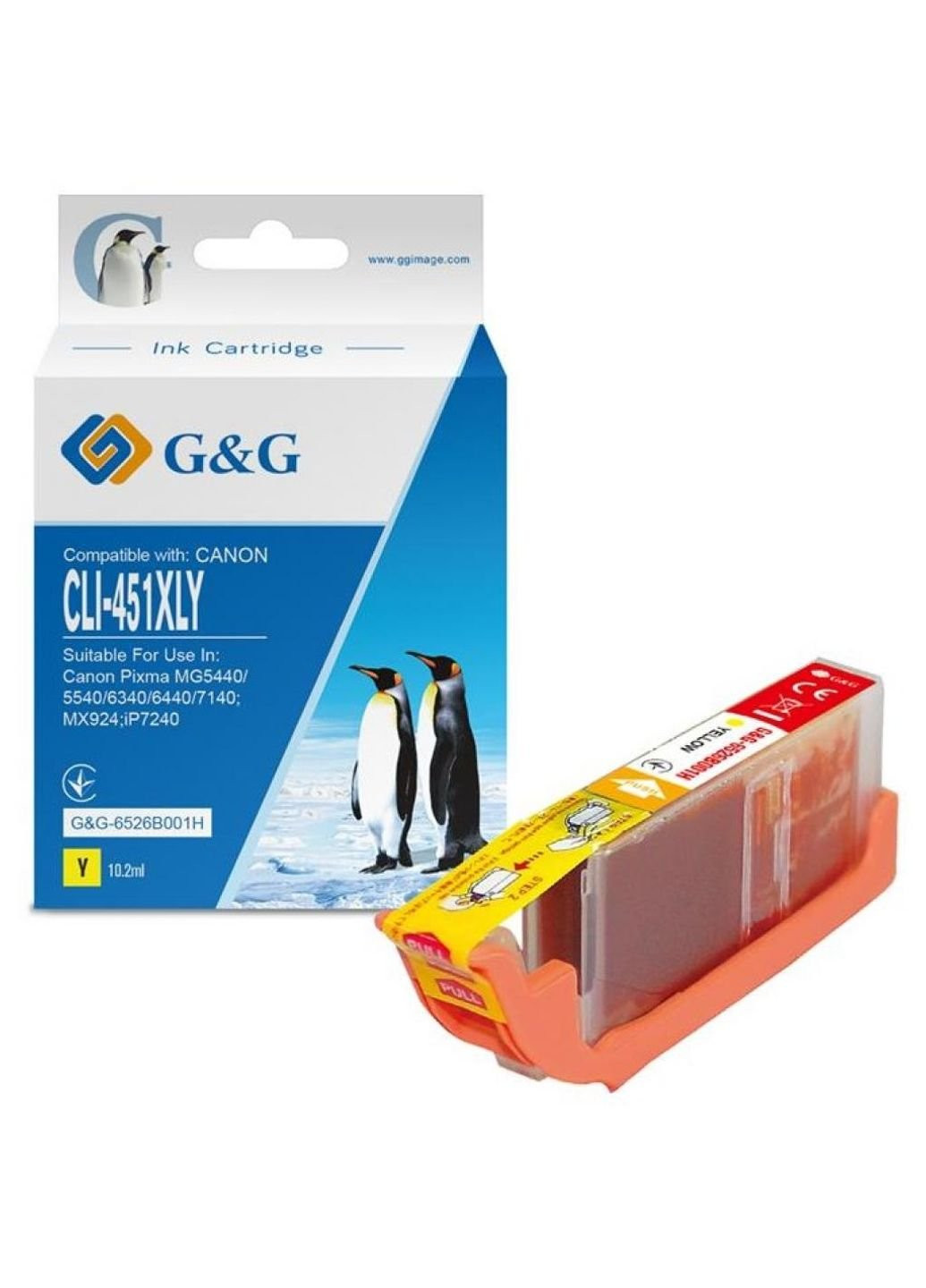 Картридж G & G (G & G-6526B001H) G&G canon cli-451y yellow (247615326)