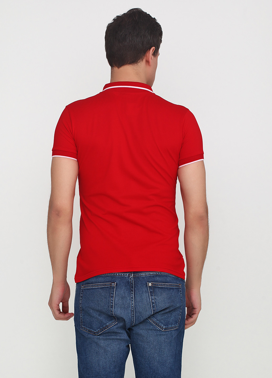 Красная футболка-поло для мужчин EL & KEN в горошек