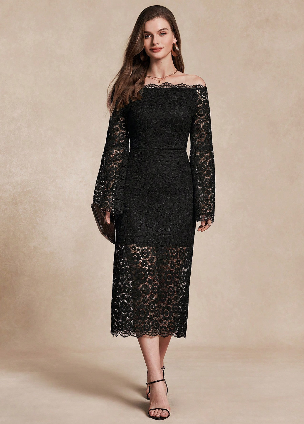 Чорна вечірня сукня силуетна, з відкритими плечима SHEIN з квітковим принтом