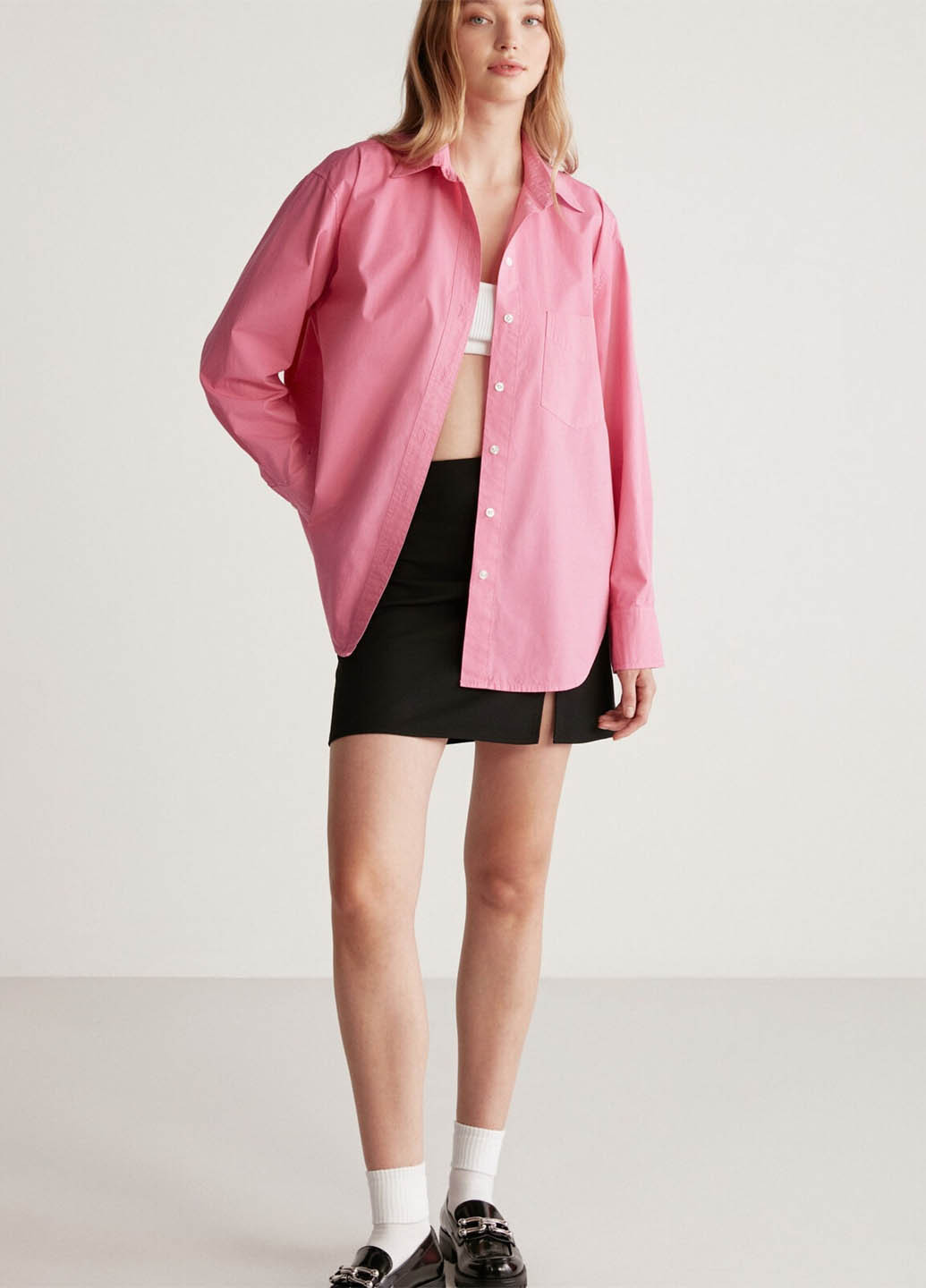 Розовая кэжуал рубашка однотонная Grimelange