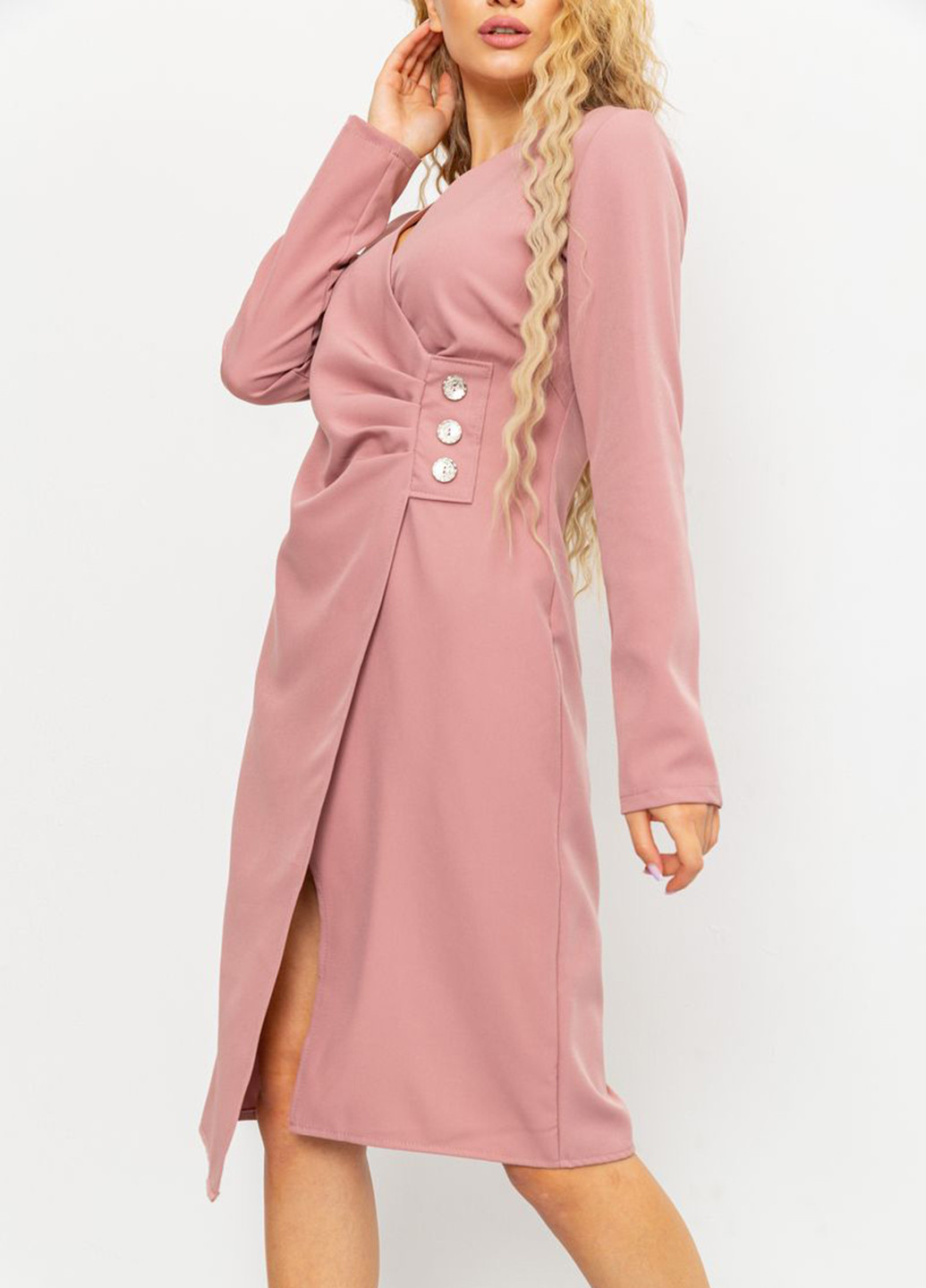 Пудровое кэжуал платье на запах Ager однотонное