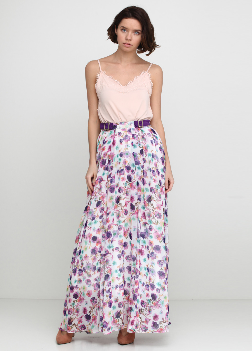Сиреневая кэжуал цветочной расцветки юбка Sassofono макси