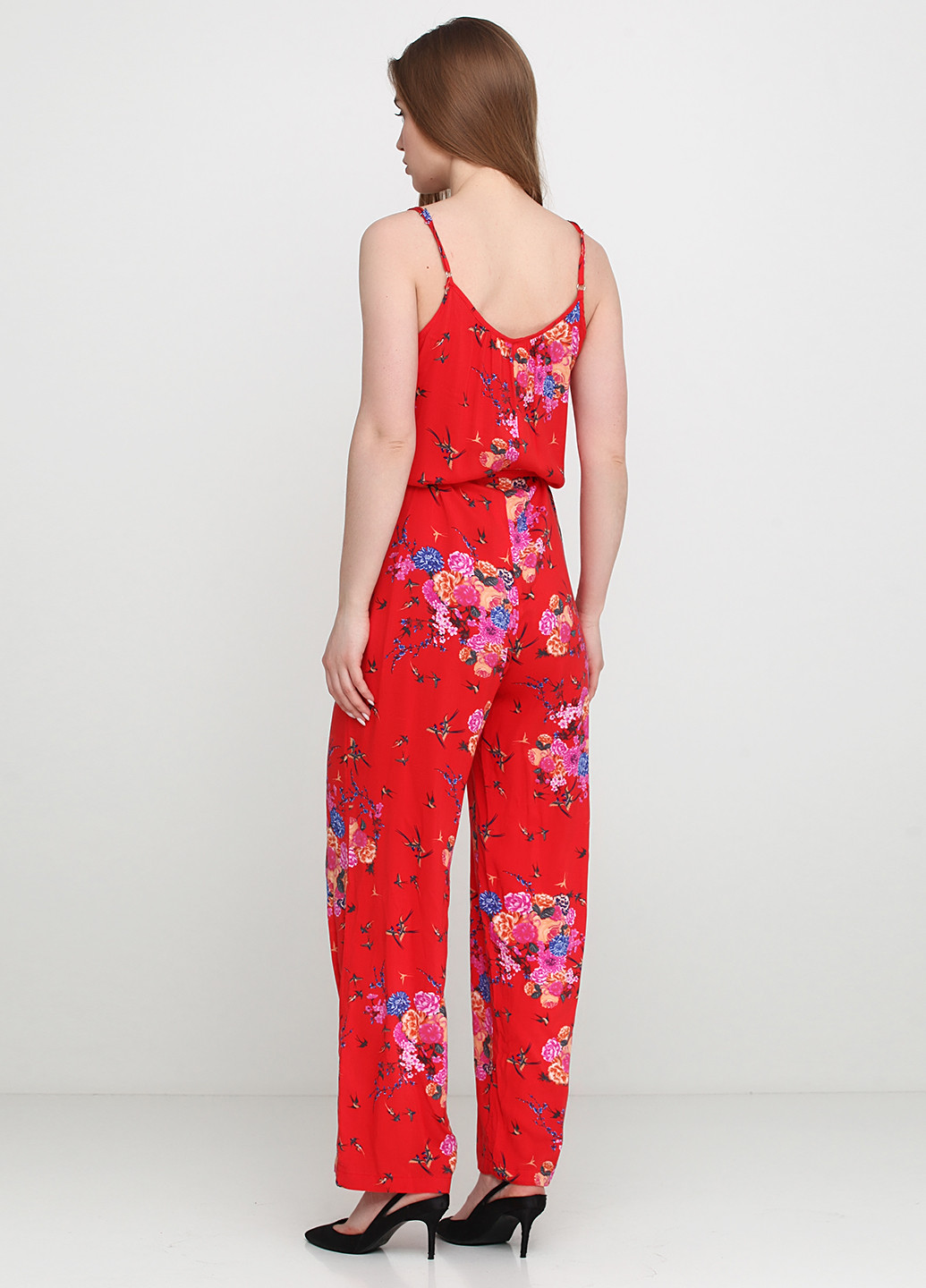 Комбинезон Sassofono комбинезон-брюки цветочный красный кэжуал