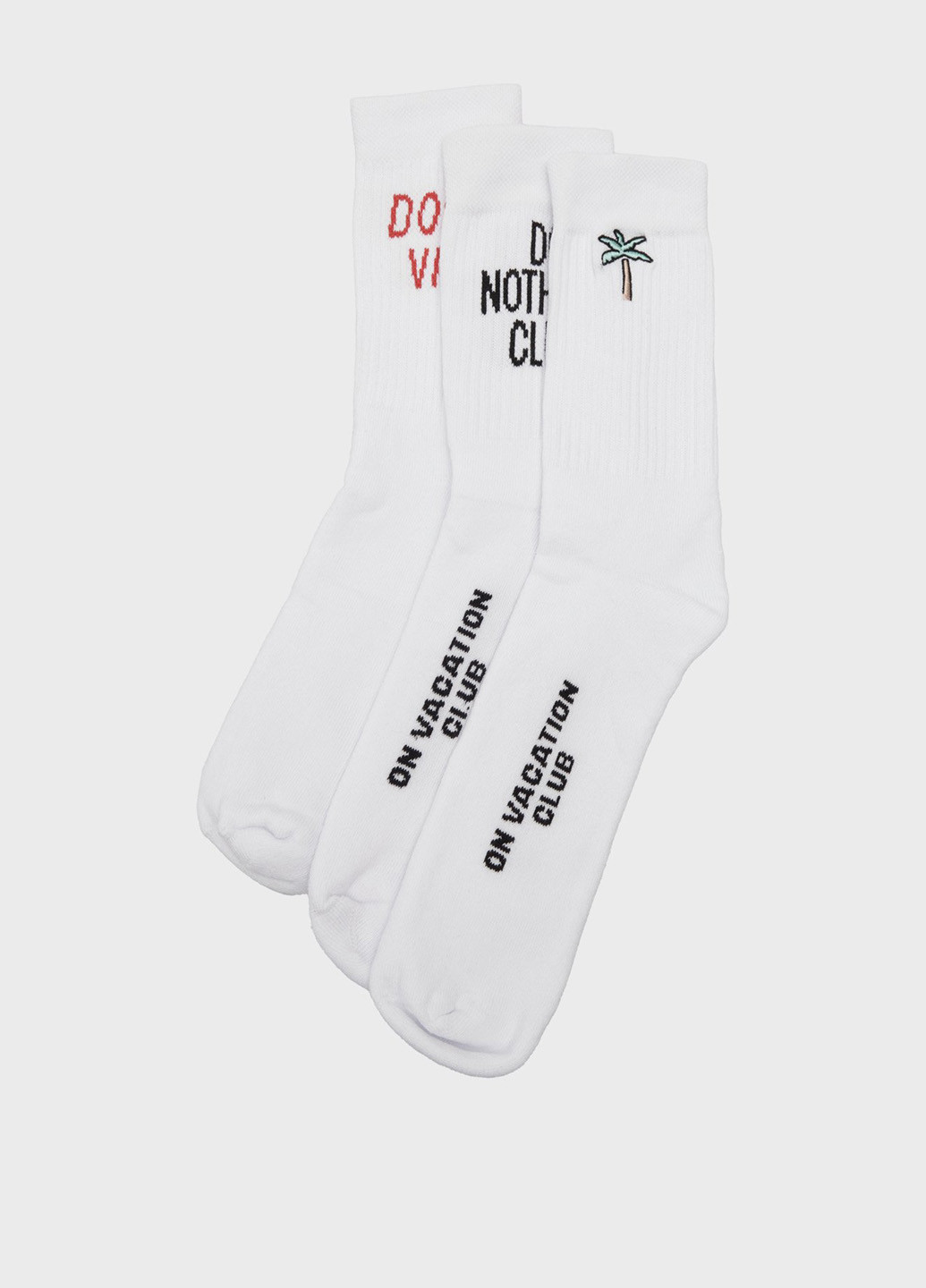 Белые носки (3 пары) On Vacation логотипы (302807789)