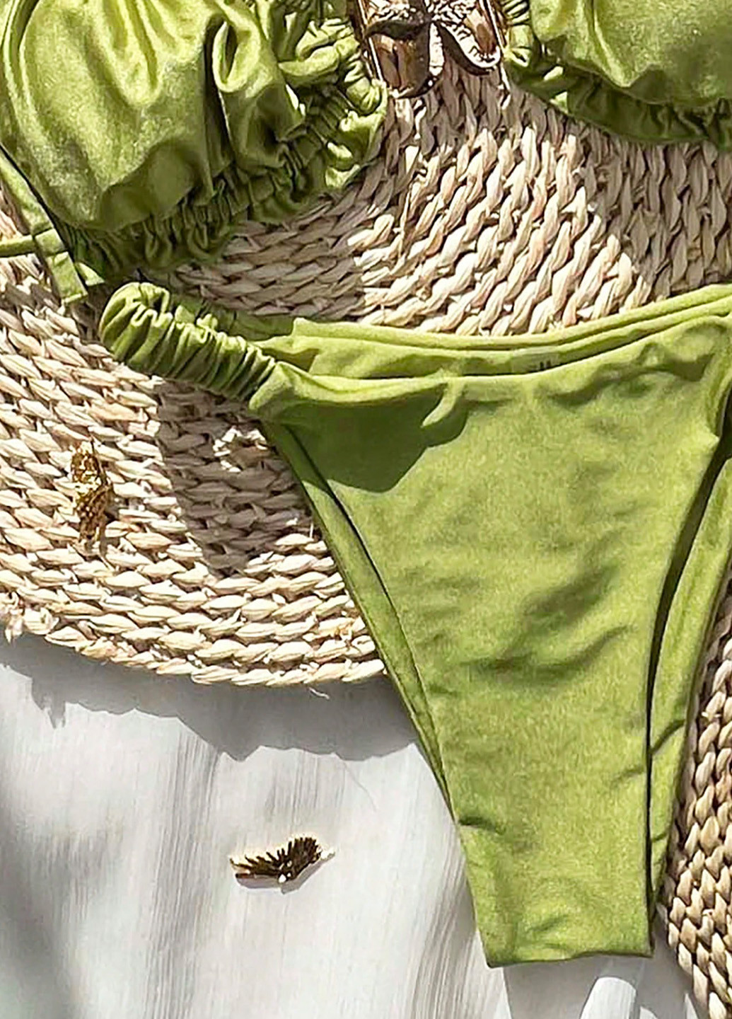 Зеленый летний купальник (лиф, трусики) бикини SHEIN
