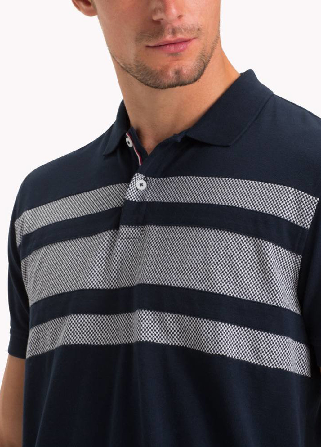 Темно-синяя футболка-поло для мужчин Tommy Hilfiger в полоску