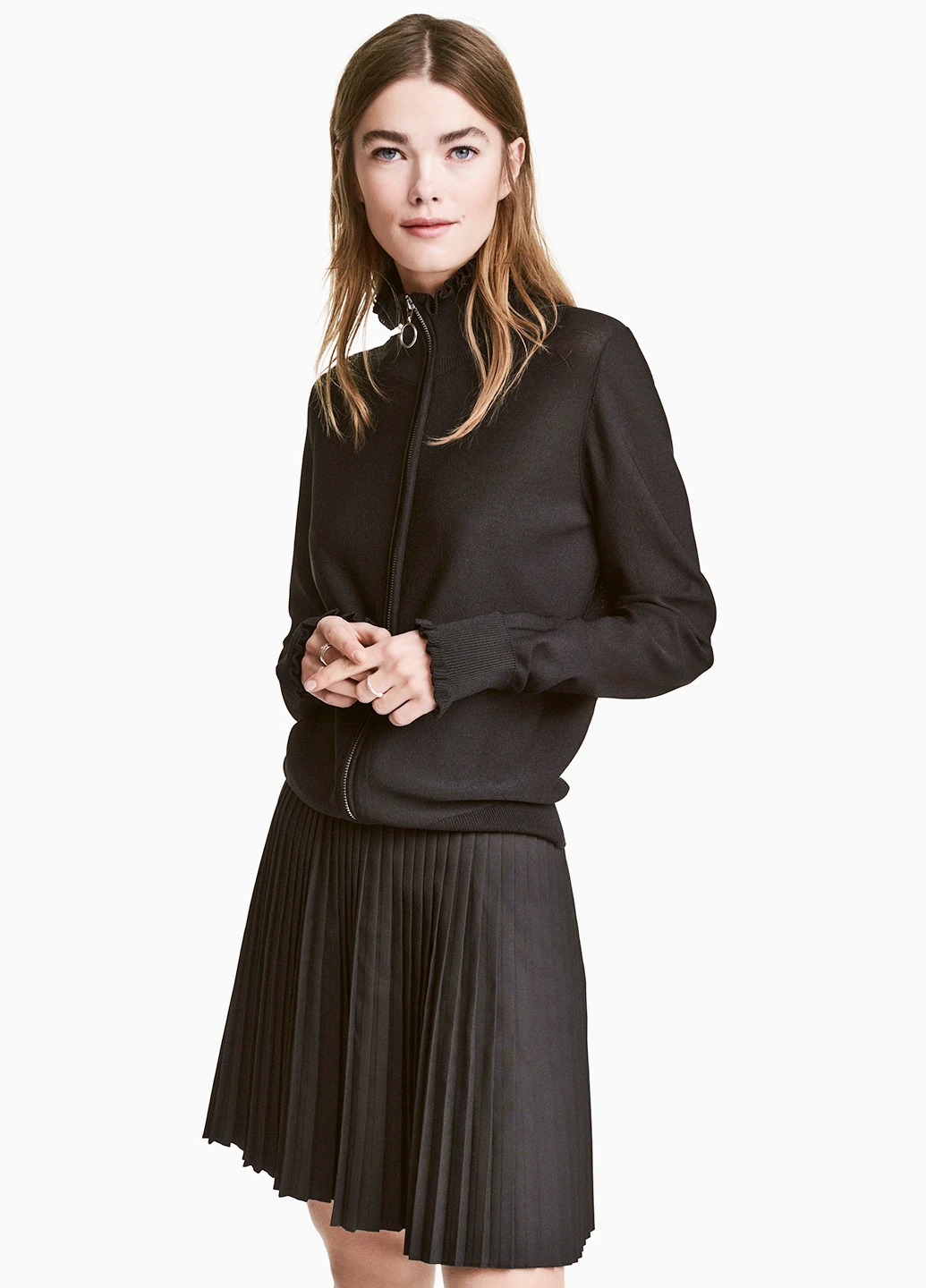 Черная кэжуал однотонная юбка H&M