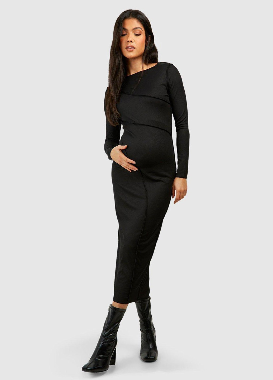 Чорна кежуал сукня для вагітних силуетна Boohoo однотонна