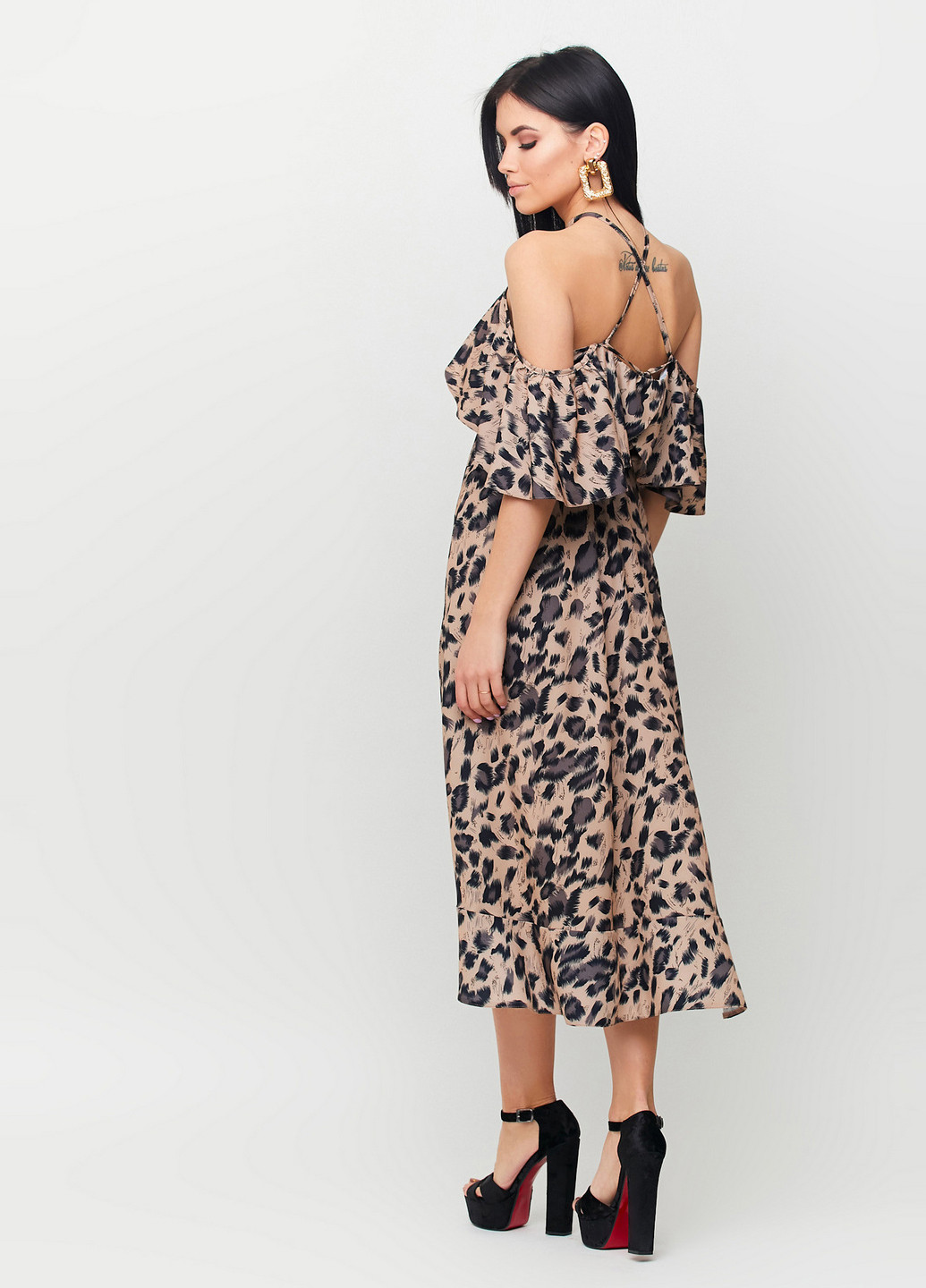 Комбинированное кэжуал платье матиас с открытой спиной Karree леопардовый