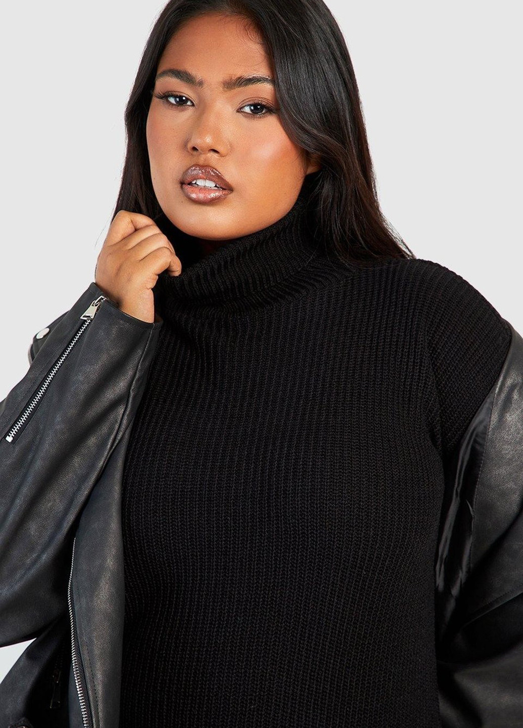 Черное кэжуал платье платье-свитер Boohoo однотонное