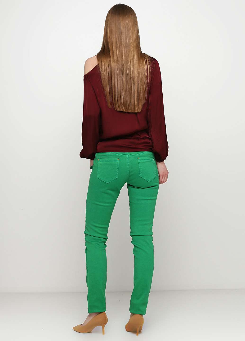 Зеленые демисезонные зауженные джинсы DISPLAY