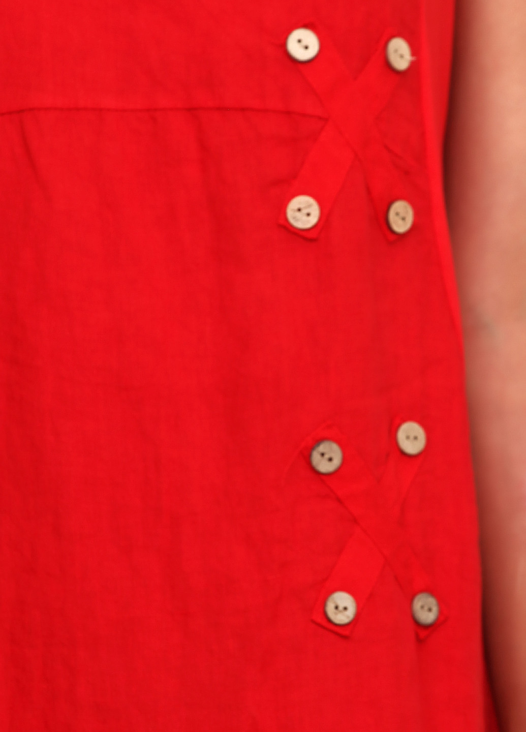 Красное кэжуал платье а-силуэт Puro Lino однотонное