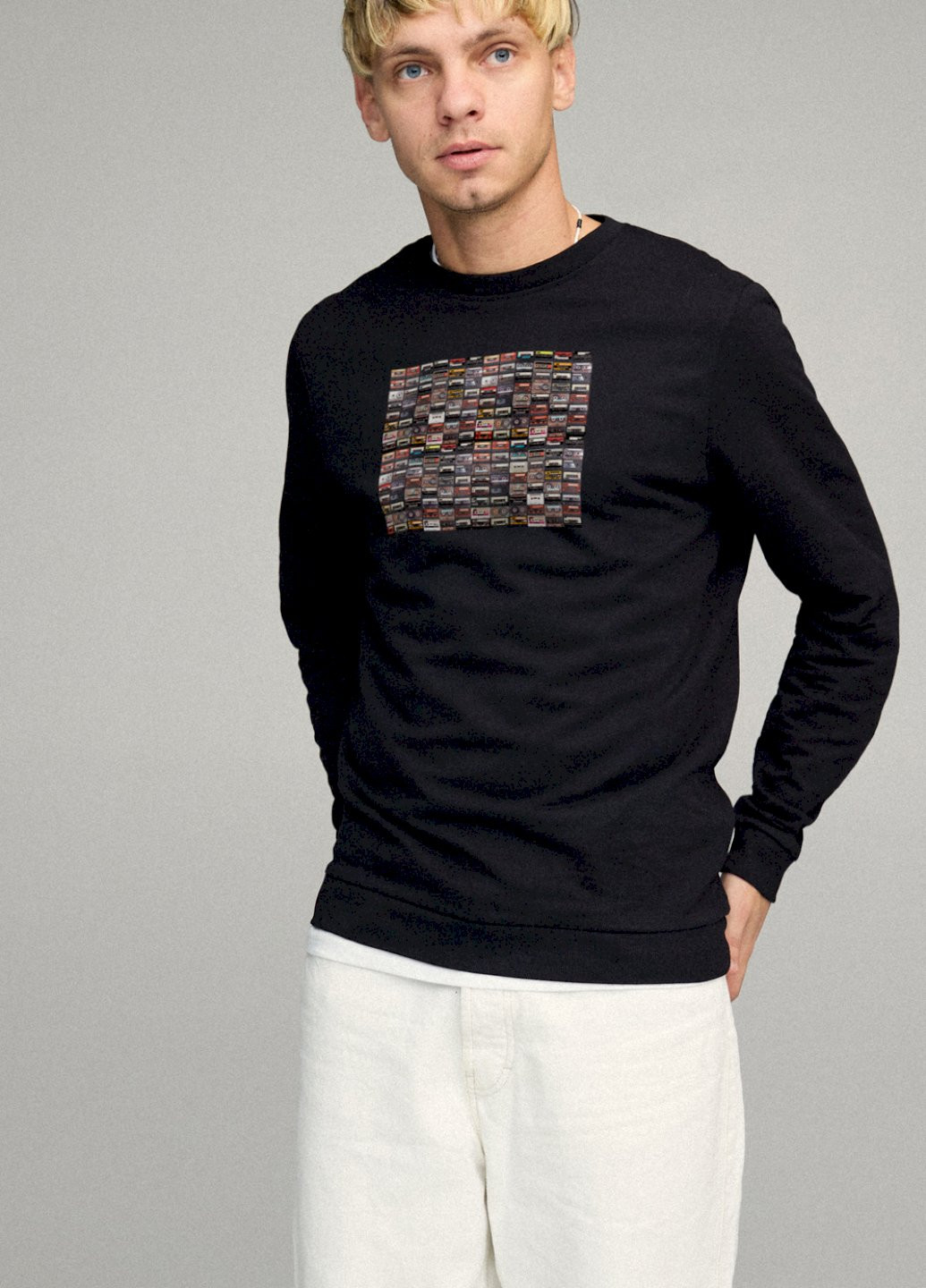 Чорний свитшот мужской basic /no flis/ YAPPI малюнок (254557717)